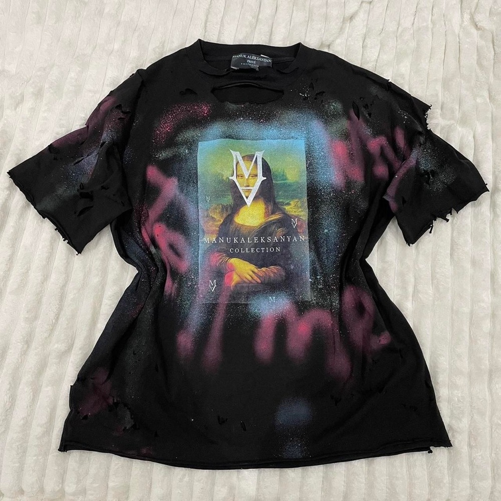 Manuk Aleksanyan Mona Lisa Black Oversized Tshirt